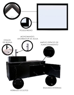 Foto 5 | Gabinete De Baño Con Lavabo Y Espejo Decorativo Gova