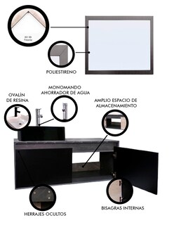 Foto 5 | Gabinete De Baño Con Lavabo Y Espejo Decorativo Gova