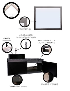 Foto 5 | Gabinete De Baño Con Lavabo Y Espejo Decorativo Gova