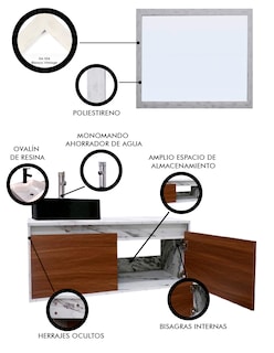 Foto 5 | Gabinete de Baño con Lavabo y Espejo Decorativo Gova