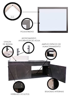 Foto 5 | Gabinete de Baño con Lavabo y Espejo Decorativo Gova
