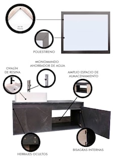 Foto 5 | Gabinete de Baño con Lavabo y Espejo Decorativo Gova