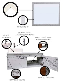 Foto 5 | Gabinete de Baño con Lavabo y Espejo Decorativo Gova