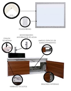Foto 5 | Gabinete de Baño con Lavabo y Espejo Decorativo Gova
