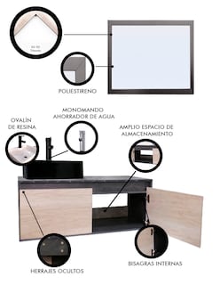 Foto 5 | Gabinete De Baño Con Lavabo Y Espejo Decorativo Gova