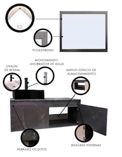 Foto 5 | Gabinete De Baño Con Lavabo Y Espejo Decorativo Gova