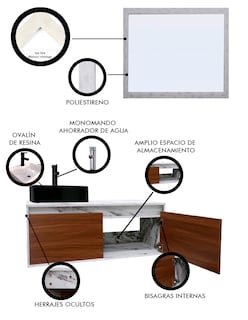 Foto 5 | Gabinete de Baño con Lavabo y Espejo Decorativo Gova
