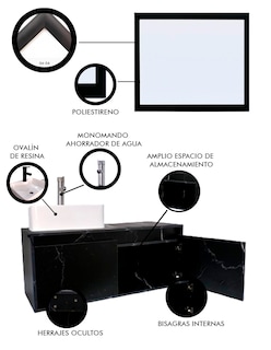 Foto 5 | Gabinete De Baño Con Lavabo Y Espejo Decorativo Gova
