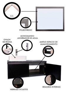 Foto 5 | Gabinete De Baño Con Lavabo Y Espejo Decorativo Gova