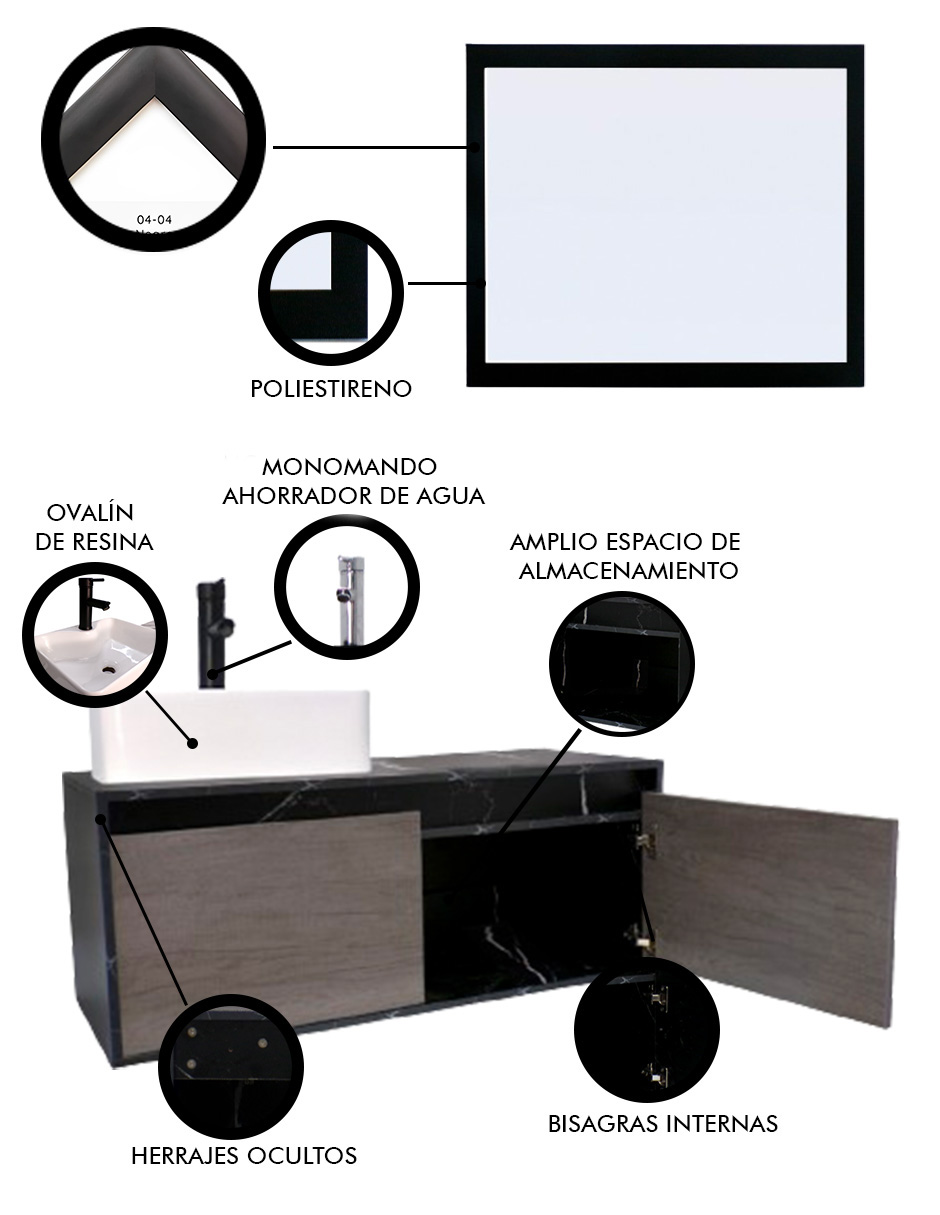 Foto 5 | Gabinete De Baño Con Lavabo Y Espejo Decorativo Gova