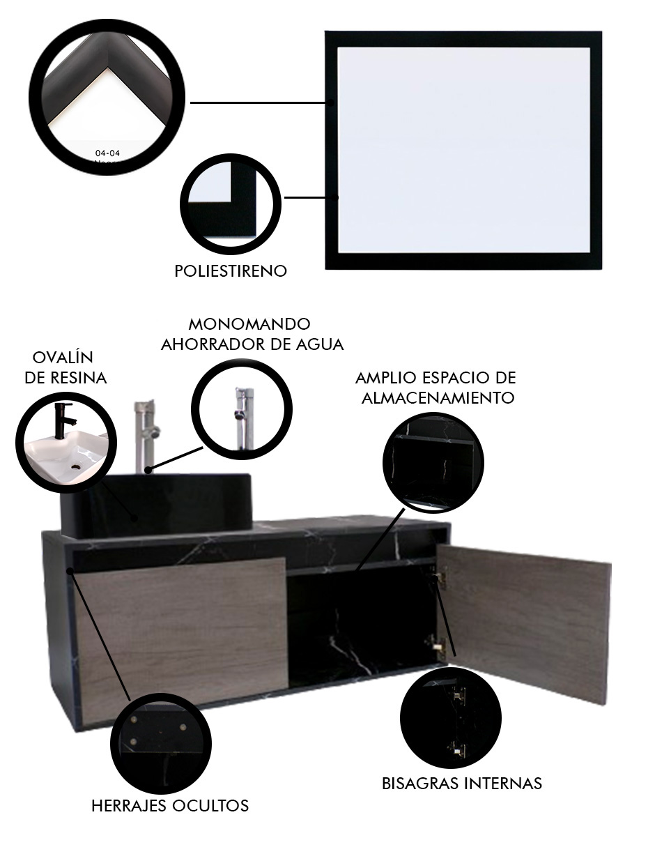 Foto 5 | Gabinete De Baño Con Lavabo Y Espejo Decorativo Gova