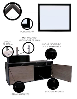 Foto 5 | Gabinete De Baño Con Lavabo Y Espejo Decorativo Gova