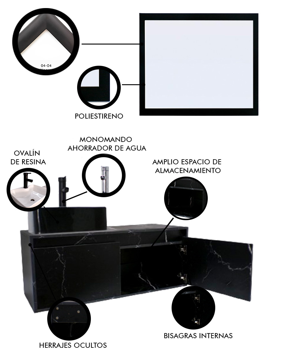 Foto 5 | Gabinete De Baño Con Lavabo Y Espejo Decorativo Gova