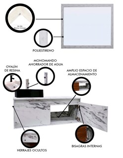 Foto 5 | Gabinete de Baño con Lavabo y Espejo Decorativo Gova