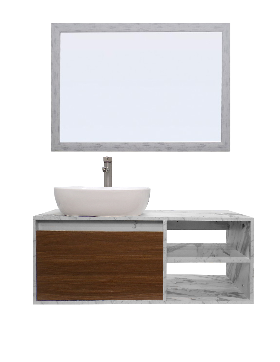 Foto 2 pulgar | Gabinete De Baño Con Lavabo Y Espejo Decorativo Minimalista Marbella