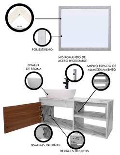 Foto 3 | Gabinete De Baño Con Lavabo Y Espejo Decorativo Minimalista Decomobil Marbella