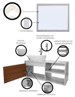 Foto 3 | Gabinete De Baño Con Lavabo Y Espejo Decorativo Minimalista Decomobil Marbella