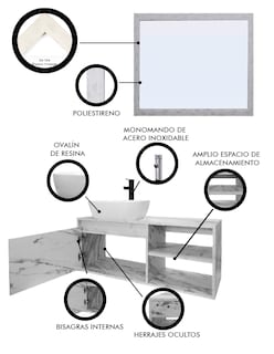 Foto 3 | Gabinete De Baño Con Lavabo Y Espejo Decorativo Minimalista Decomobil Marbella