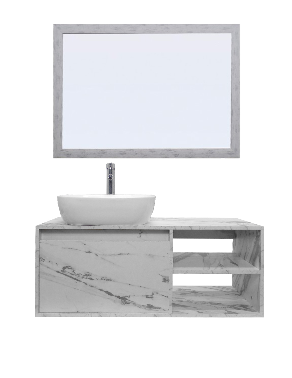 Gabinete de Baño Con Lavabo Y Espejo Decorativo Minimalista Decomobil Marbella