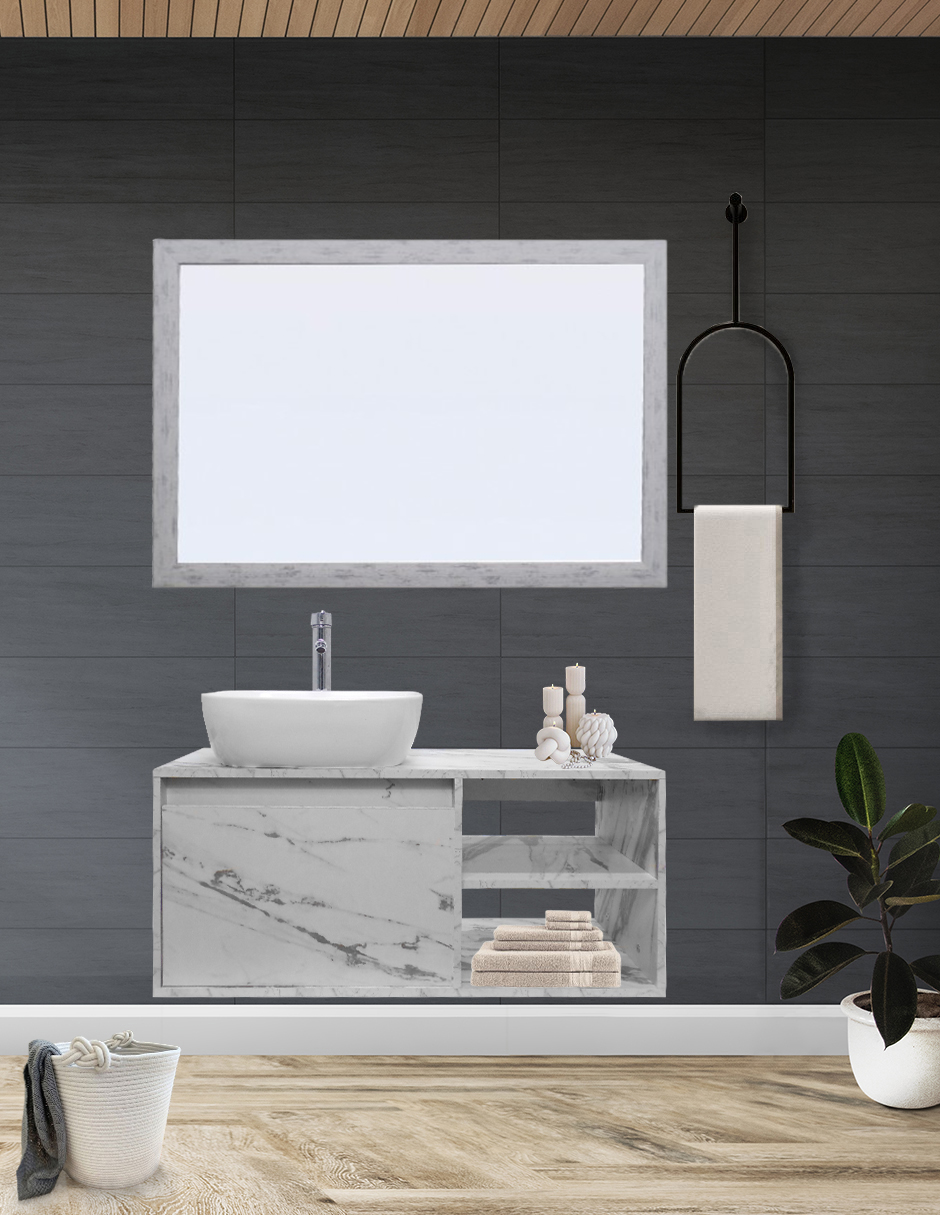 Foto 3 pulgar | Gabinete de Baño Con Lavabo Y Espejo Decorativo Minimalista Decomobil Marbella