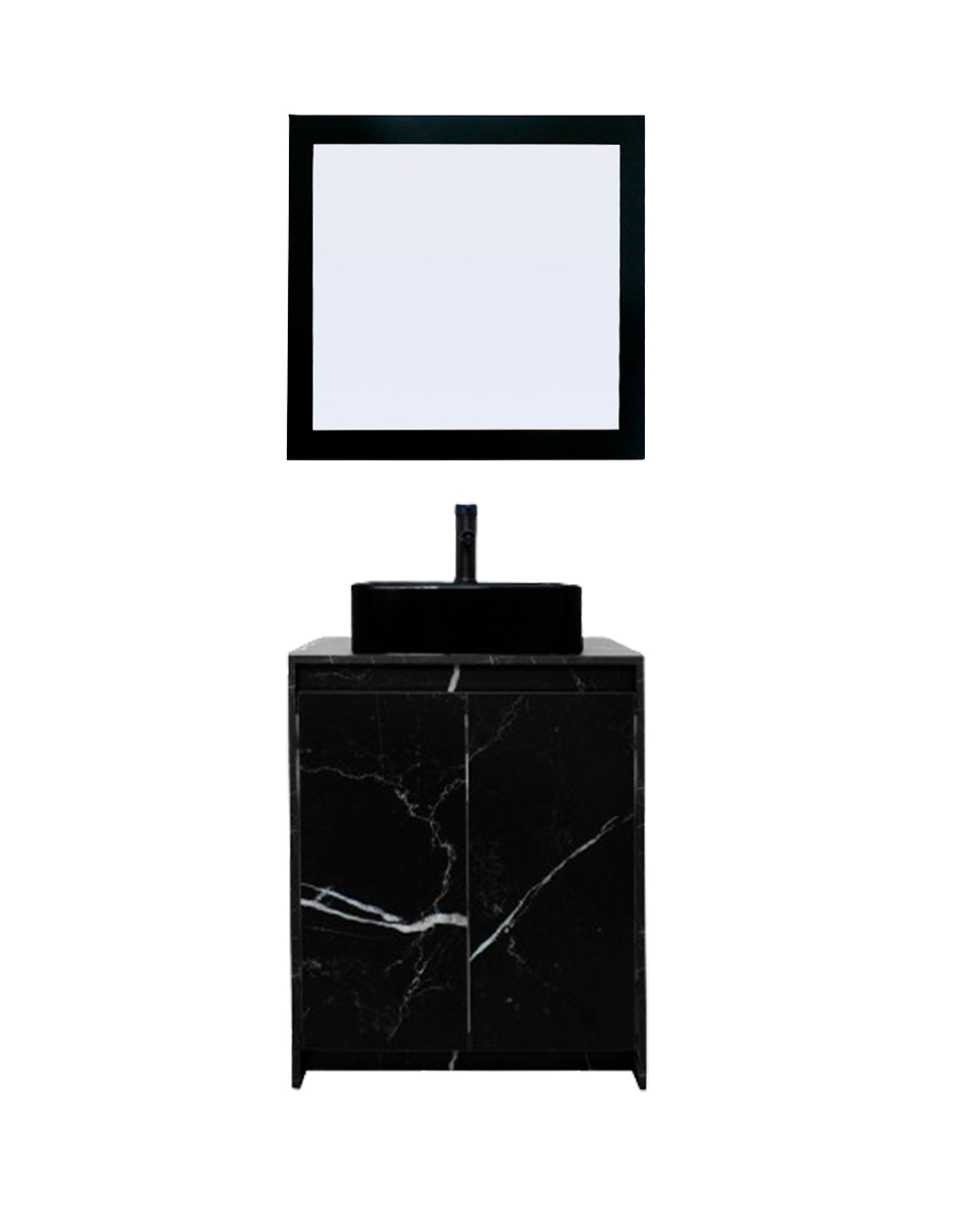 Foto 2 pulgar | Gabinete de Baño Decomobil Negro con Lavabo y Espejo Decorativo Varenna