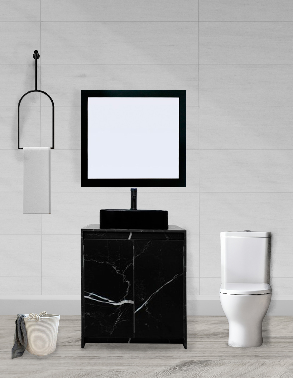 Foto 3 pulgar | Gabinete de Baño Decomobil Negro con Lavabo y Espejo Decorativo Varenna