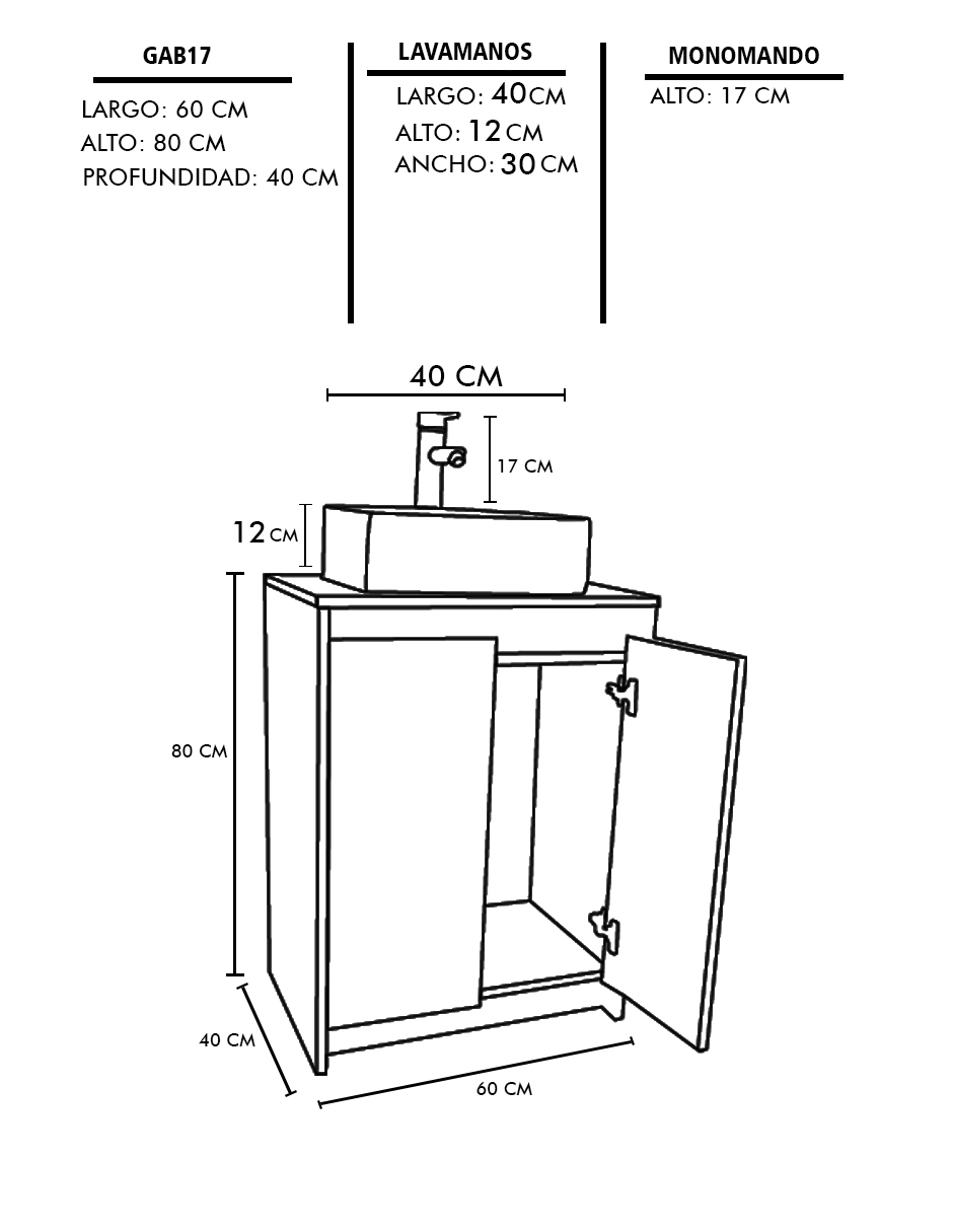 Foto 7 pulgar | Gabinete Para Baño Con Lavabo Y Llave Minimalista Decomobil Varenna