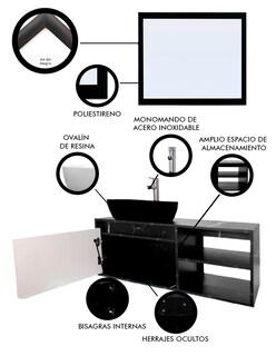 Foto 5 | Gabinete De Baño Con Lavabo Y Espejo Decorativo Minimalista Decomobil Marbella
