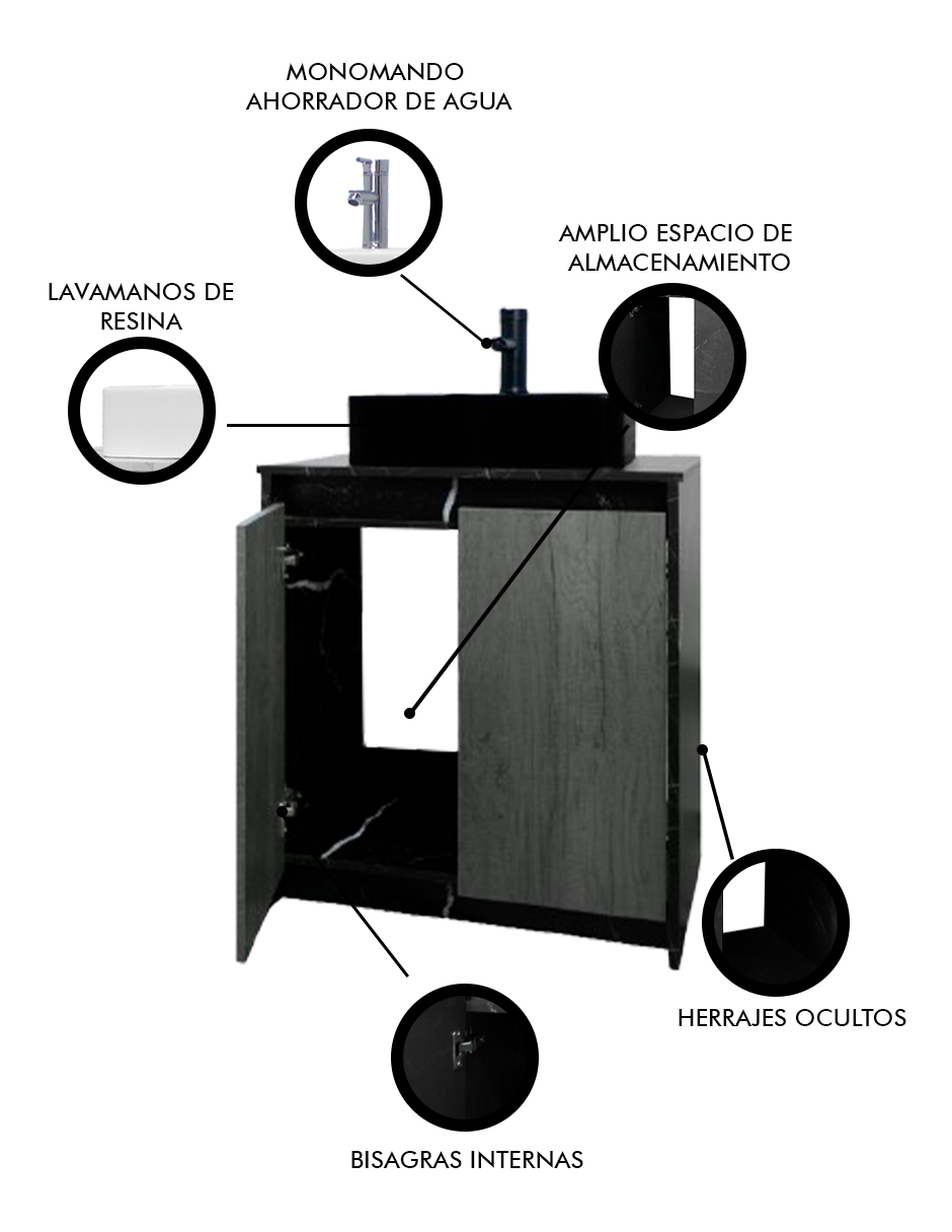 Foto 6 pulgar | Gabinete Para Baño Con Lavabo Y Llave Minimalista Decomobil Varenna