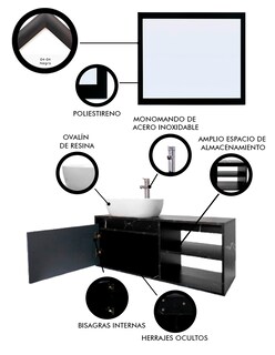 Foto 5 | Gabinete de Baño con Lavabo y Espejo Decorativo Minimalista Marbella