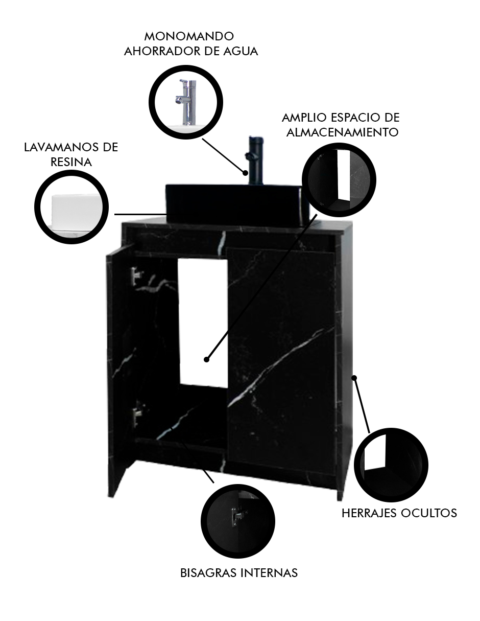 Foto 6 pulgar | Gabinete Para Baño Con Lavabo Y Llave Minimalista Decomobil Varenna