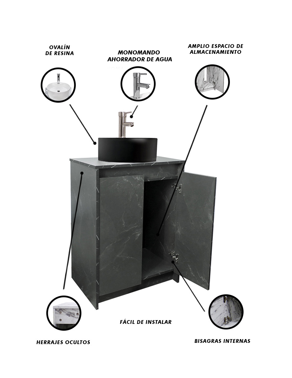 Foto 5 | Gabinete Para Baño Con Lavabo Y Llave Minimalista Varenna