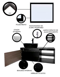 Foto 5 | Gabinete De Baño Con Lavabo Y Espejo Decorativo Minimalista Decomobil Marbella