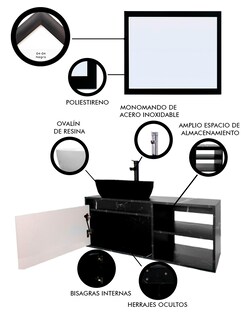 Foto 5 | Gabinete de Baño con Lavabo y Espejo Decorativo Minimalista Marbella