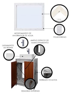 Foto 5 | Gabinete De Baño Con Lavabo Y Espejo Decorativo Decomobil Varenna