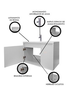 Foto 6 | Gabinete Para Baño Con Lavabo Stannis Flotante Minimalista