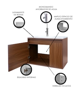Foto 6 | Gabinete Para Baño Con Lavabo Stannis Flotante Minimalista