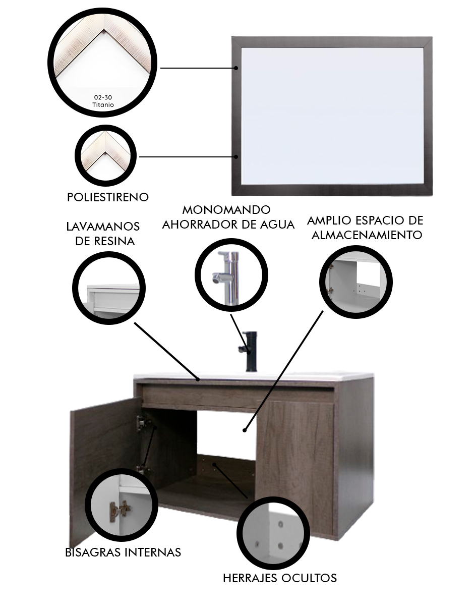 Foto 5 | Gabinete De Baño Con Espejo Decorativo Minimalista Stannis