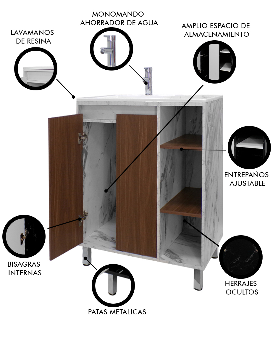 Foto 7 pulgar | Gabinete Para Baño Freya Con Lavabo Minimalista