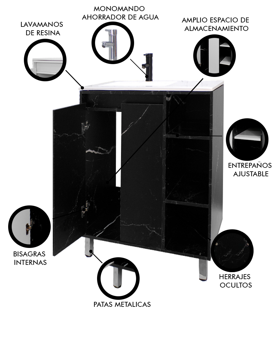 Foto 7 pulgar | Gabinete Para Baño Freya Con Lavabo Minimalista