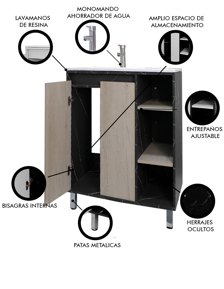 Foto 7 pulgar | Gabinete Para Baño Freya Con Lavabo Minimalista