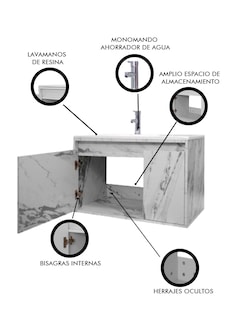 Foto 6 | Gabinete Para Baño Con Lavabo Stannis Flotante Minimalista