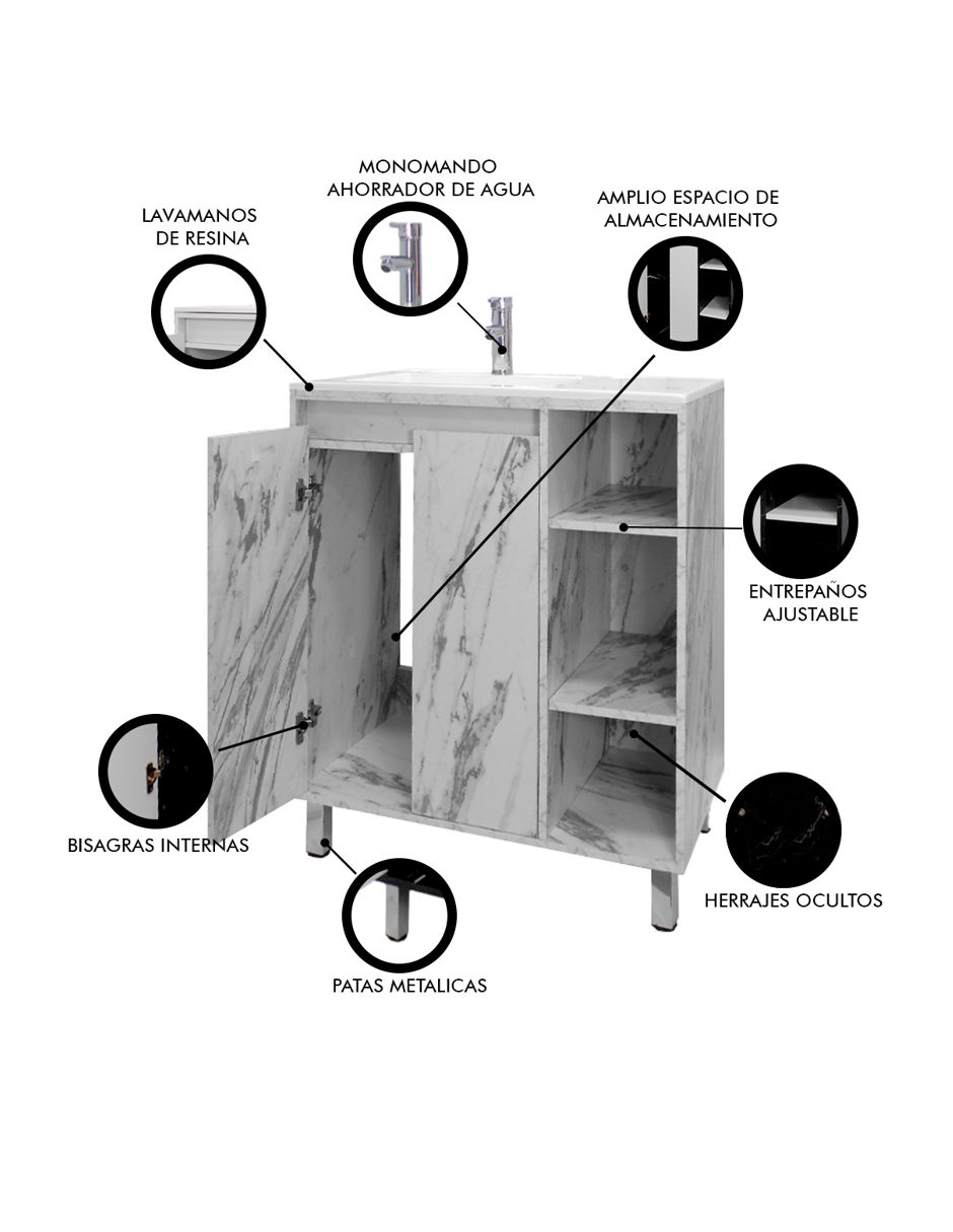 Foto 7 pulgar | Gabinete Para Baño Freya Con Lavabo Minimalista