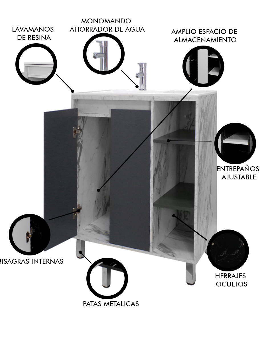 Foto 7 pulgar | Gabinete Para Baño Freya Con Lavabo Minimalista