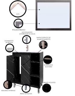 Foto 5 | Gabinete Para Baño Con Lavabo Freya Y Espejo Decorativo