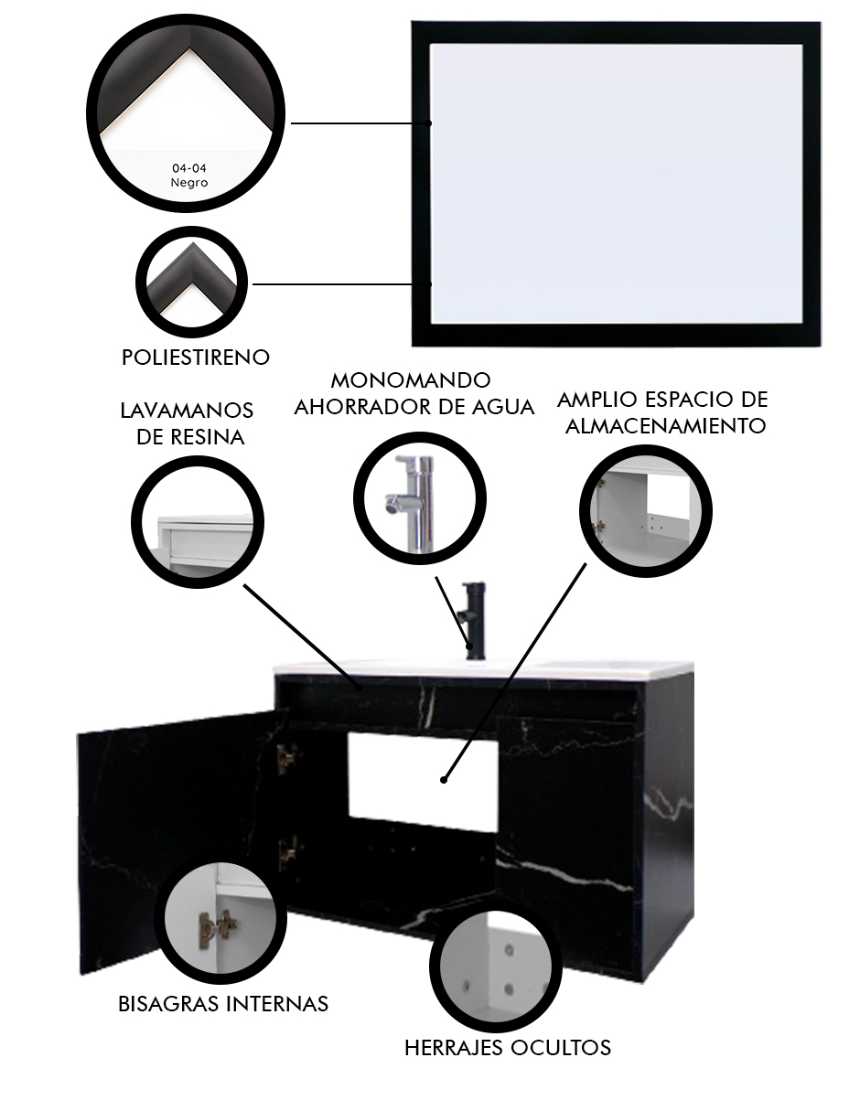 Foto 6 pulgar | Gabinete De Baño Con Espejo Decorativo Minimalista Stannis