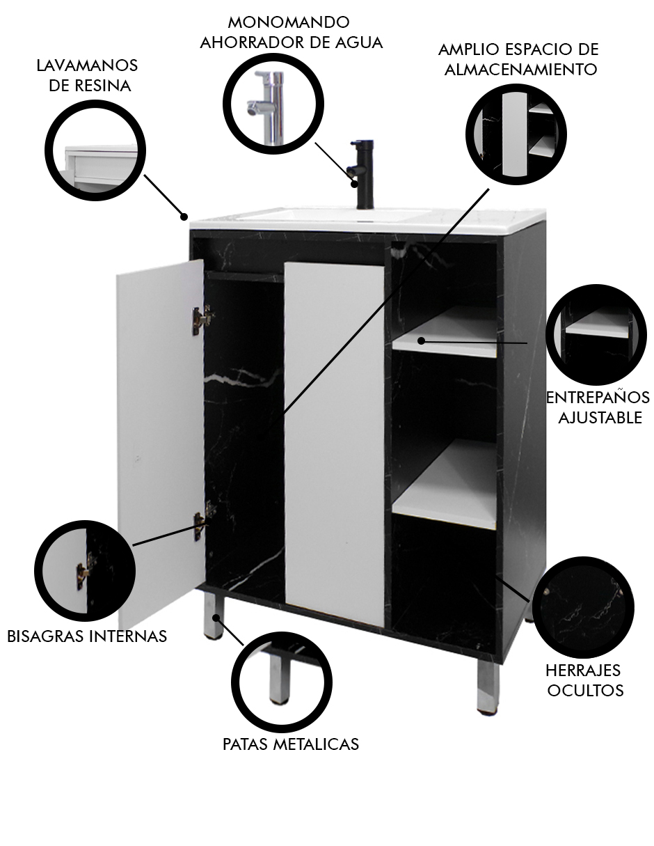 Foto 7 pulgar | Gabinete Para Baño Freya Con Lavabo Minimalista