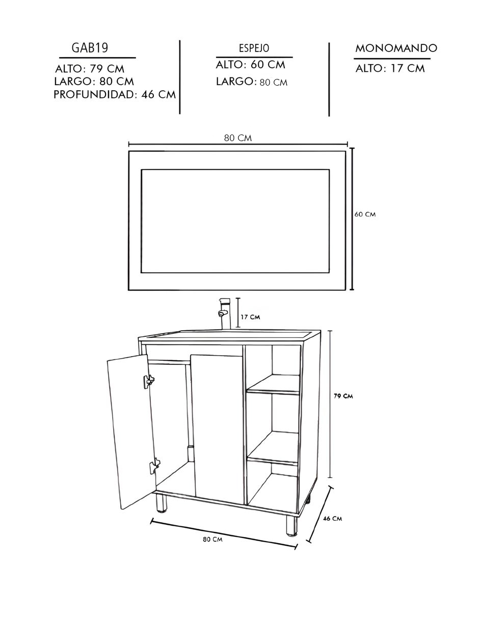 Foto 7 pulgar | Gabinete Para Baño Con Lavabo Freya Y Espejo Decorativo