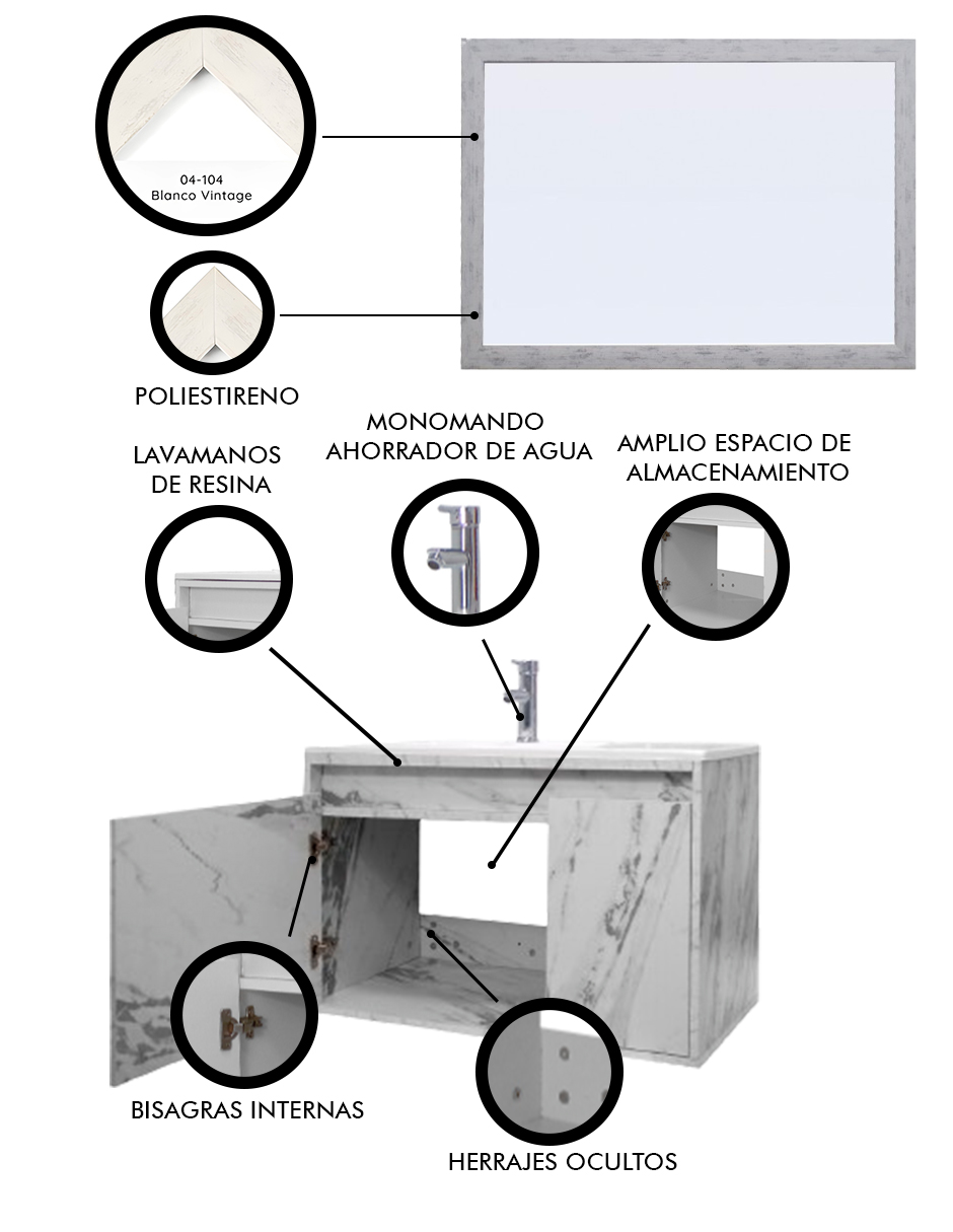 Foto 5 | Gabinete De Baño Con Espejo Decorativo Minimalista Stannis