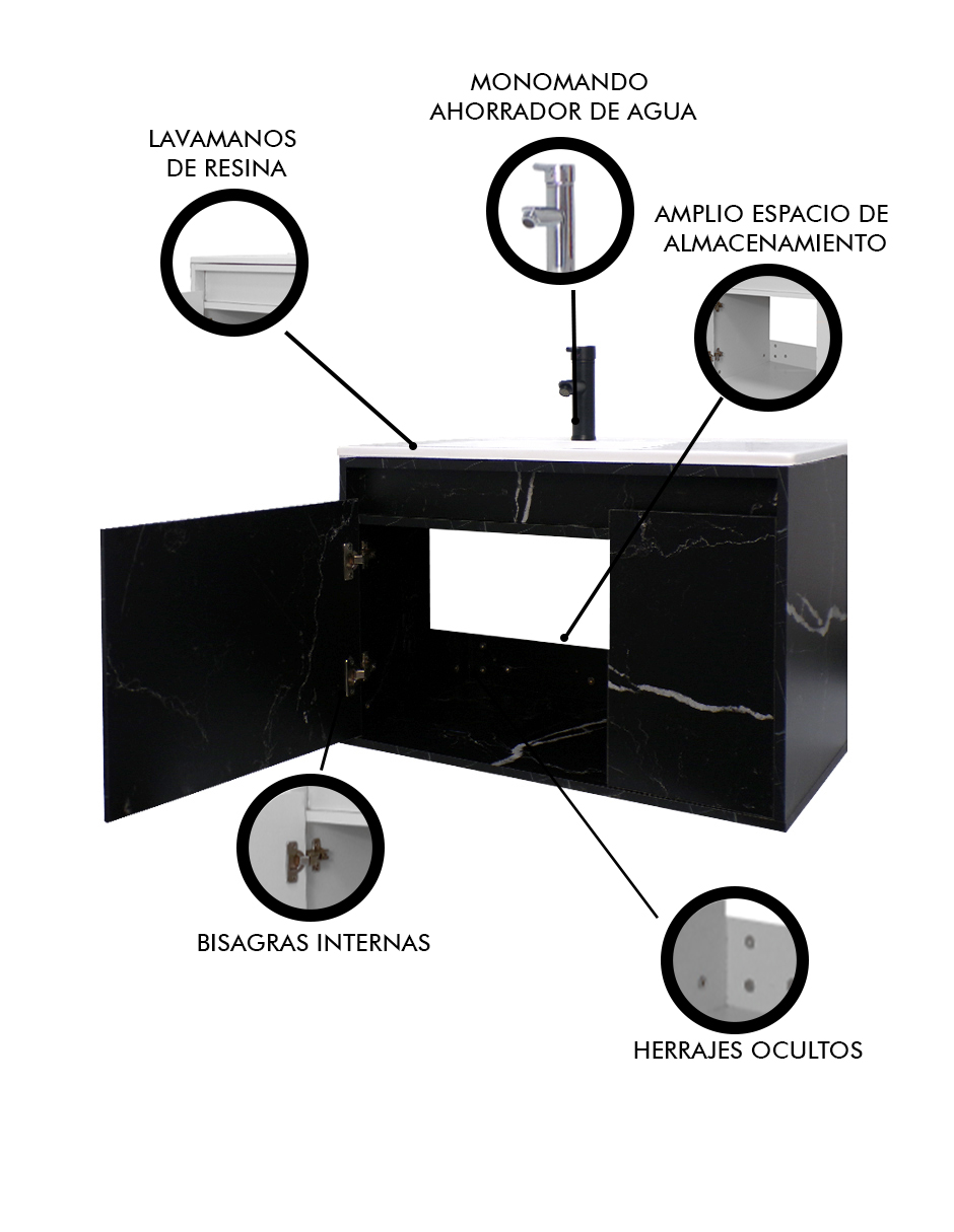 Foto 6 | Gabinete Para Baño Con Lavabo Stannis Flotante Minimalista